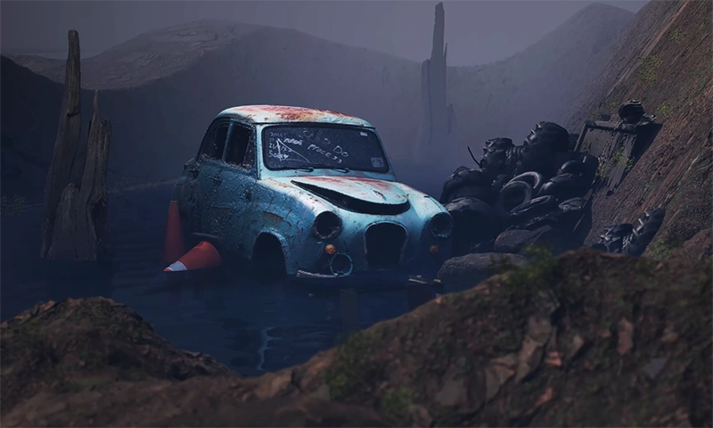 《Rusty Car》UE5渲染荒蕪場景